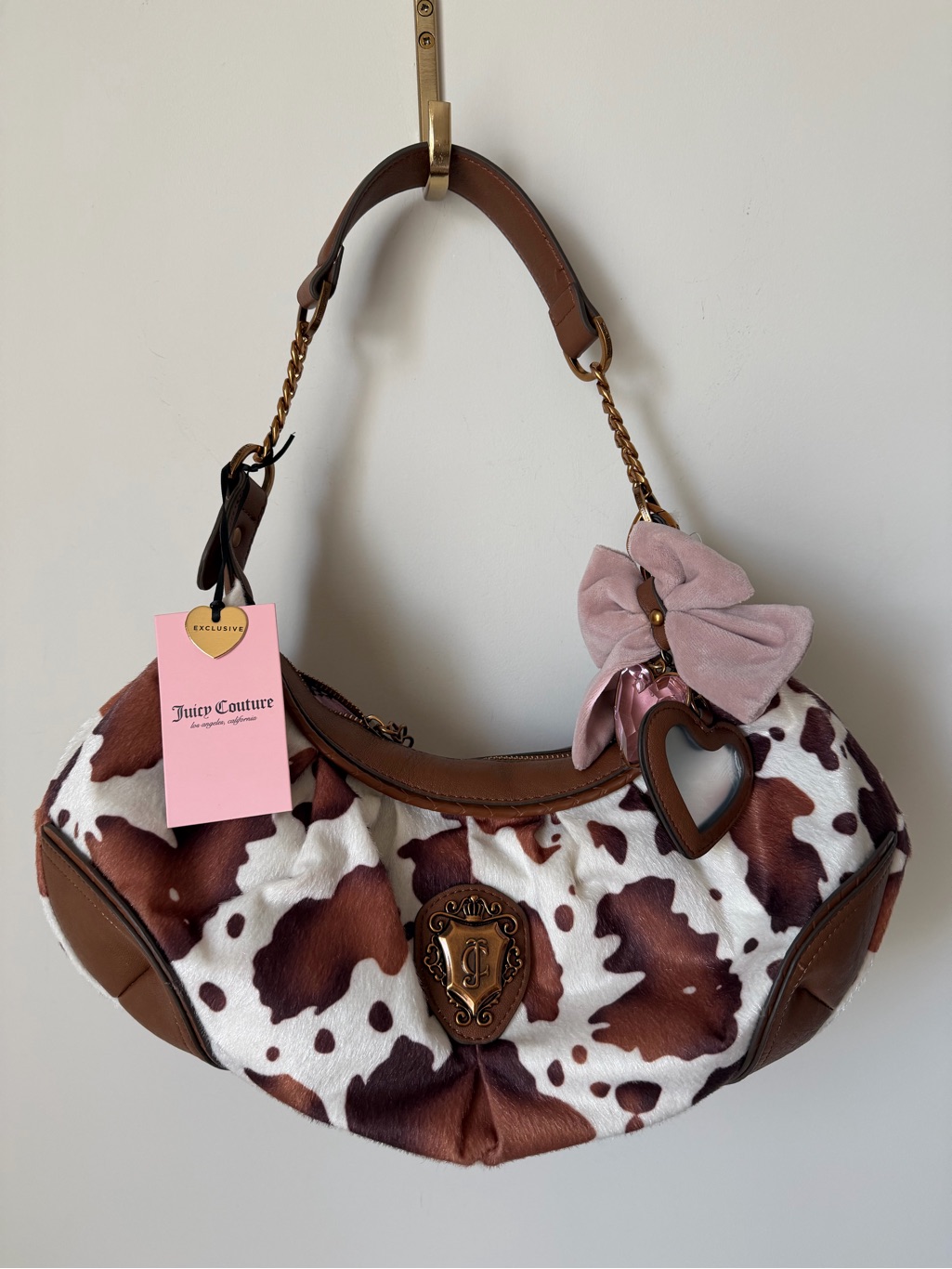 Juicy Couture Cow Brown And White Hobo Bag With Charms